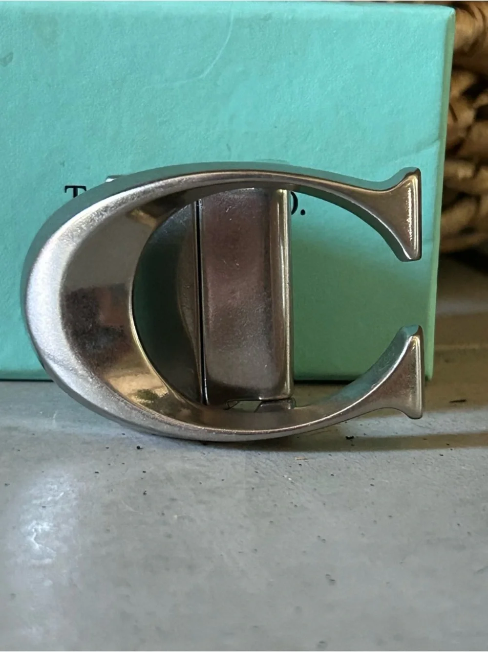 Coach Sculpted Signature Belt Buckle Silver